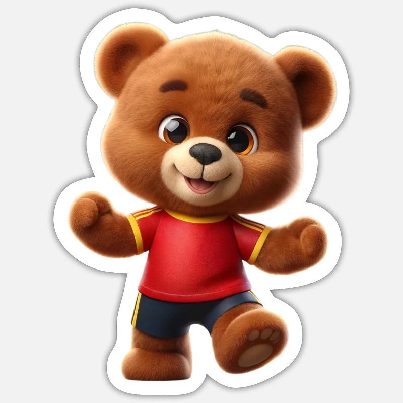 Teddy Tom feiert Spanien Sticker Größe S (10 x 10 cm)