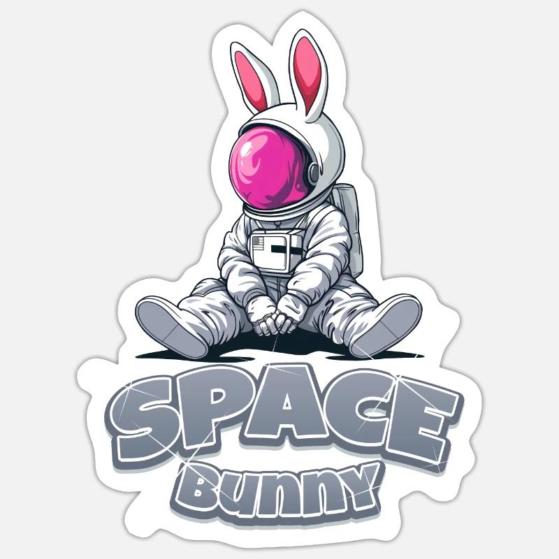 Space Bunny - Sticker Größe S (10 x 10 cm) - Mattweiß