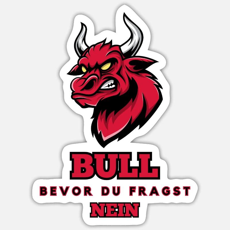 Dessin animé Stier - Taureau - Sticker taille S (10 x 10 cm) - blanc mat