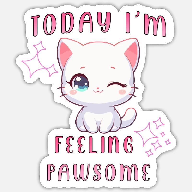 Chat Pawsome - Sticker taille S (10 x 10 cm) - blanc mat