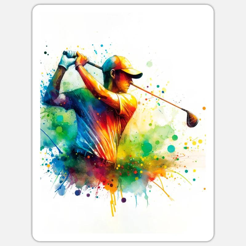 Joueur de golf - Sticker taille S (10 x 10 cm) - blanc mat