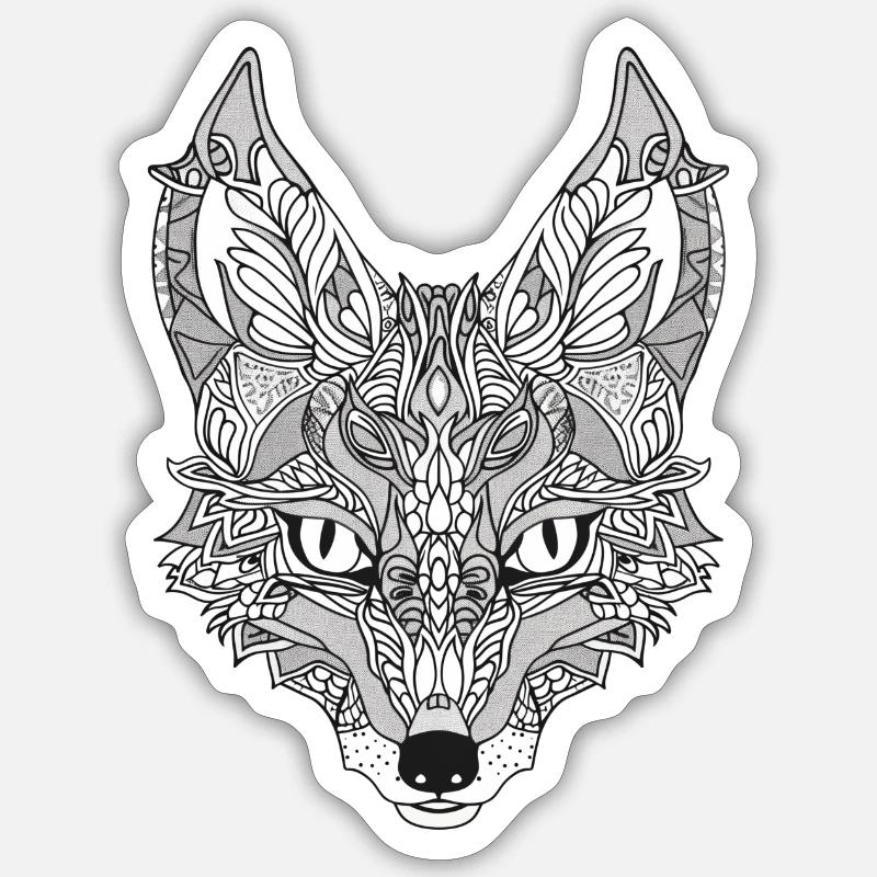 White Fox Mandala - Sticker size S (10 x 10 cm) - white matte