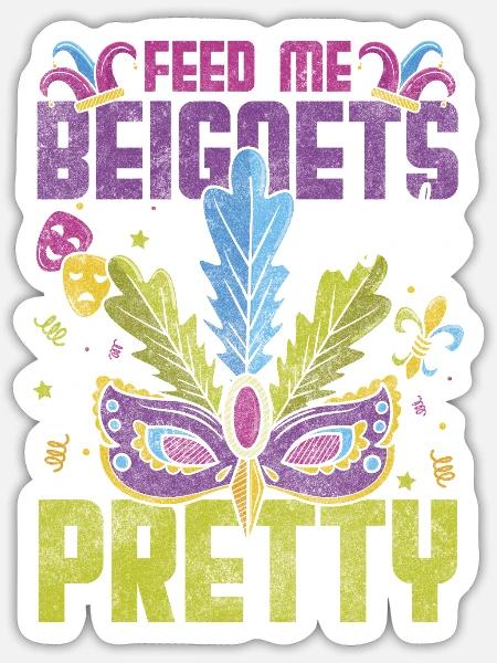Parade Maske Bunt Perlen - Sticker Größe S (10 x 10 cm) - Mattweiß