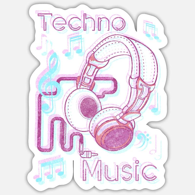 Rave Dj Tanzen Kopfhörer - Sticker Größe S (10 x 10 cm) - Mattweiß
