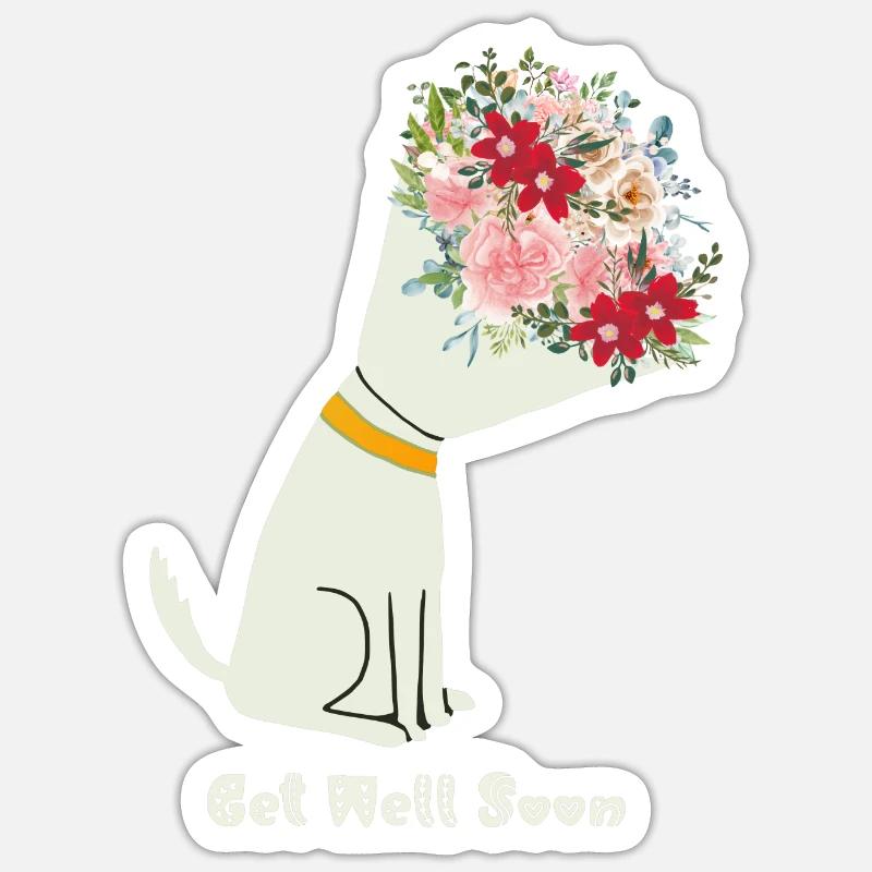 Guérissez-vous bientôt cône de honte - Sticker taille S (10 x 10 cm) - blanc mat