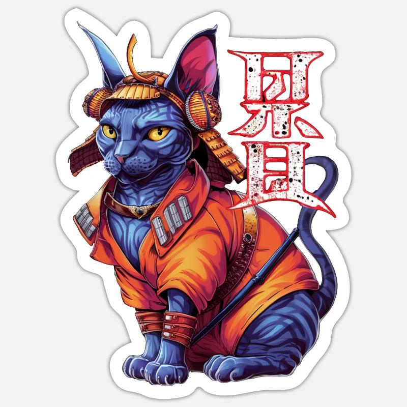 Samurai-Katze - Ninja-Kätzchen Sticker Größe S (10 x 10 cm)