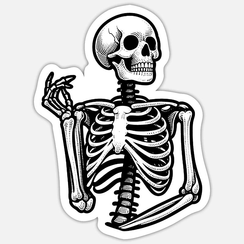 Pensive Skeleton - Bones Sticker size S (10 x 10 cm)