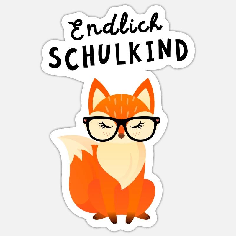 Endlich Schulkind Fuchs Einschulung - Sticker Größe S (10 x 10 cm) - Mattweiß