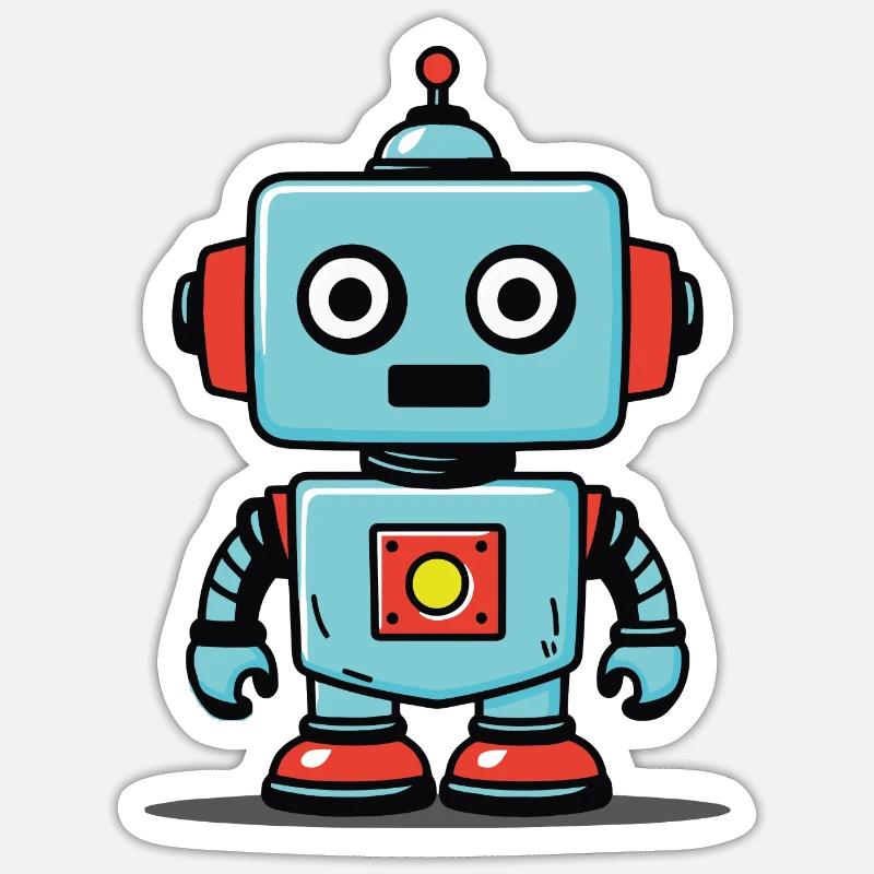 Kleiner Roboter - Sticker Größe S (10 x 10 cm) - Mattweiß