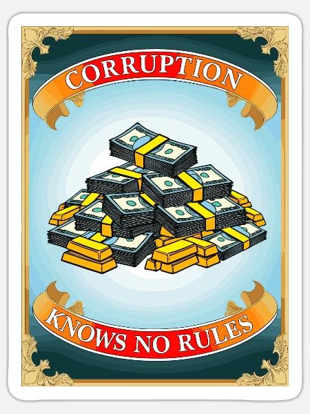 Korruption kennt keine Regeln - Sticker Größe S (10 x 10 cm) - Mattweiß