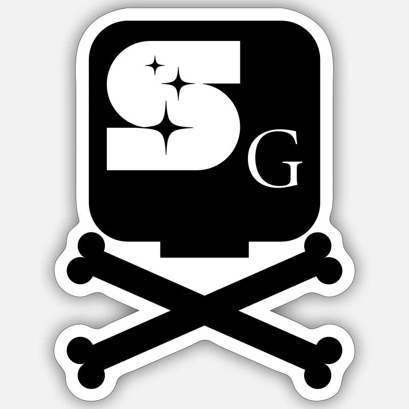 SG - SKULL HEAD - Sticker Größe S (10 x 10 cm) - Mattweiß
