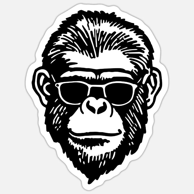 Affe Affen Affengesicht - Sticker Größe S (10 x 10 cm) - Mattweiß