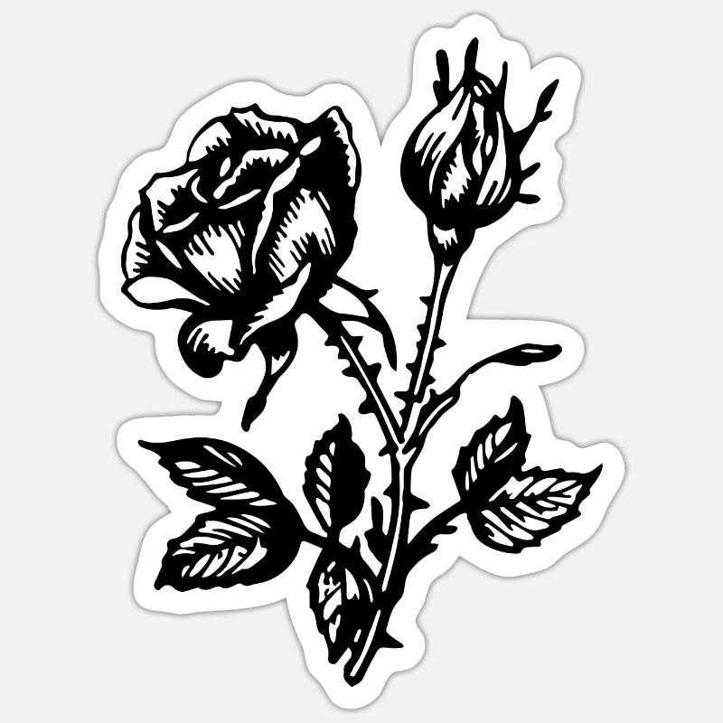 Fleur de rose - Sticker taille S (10 x 10 cm) - blanc mat