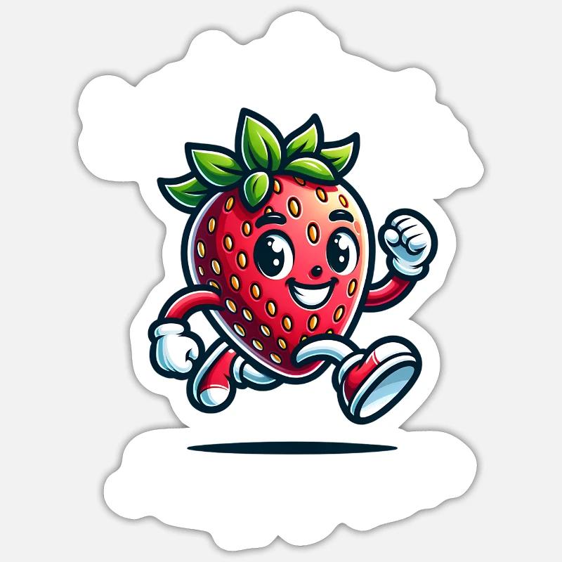 Run Strawberry - Sticker size S (10 x 10 cm) - white matte