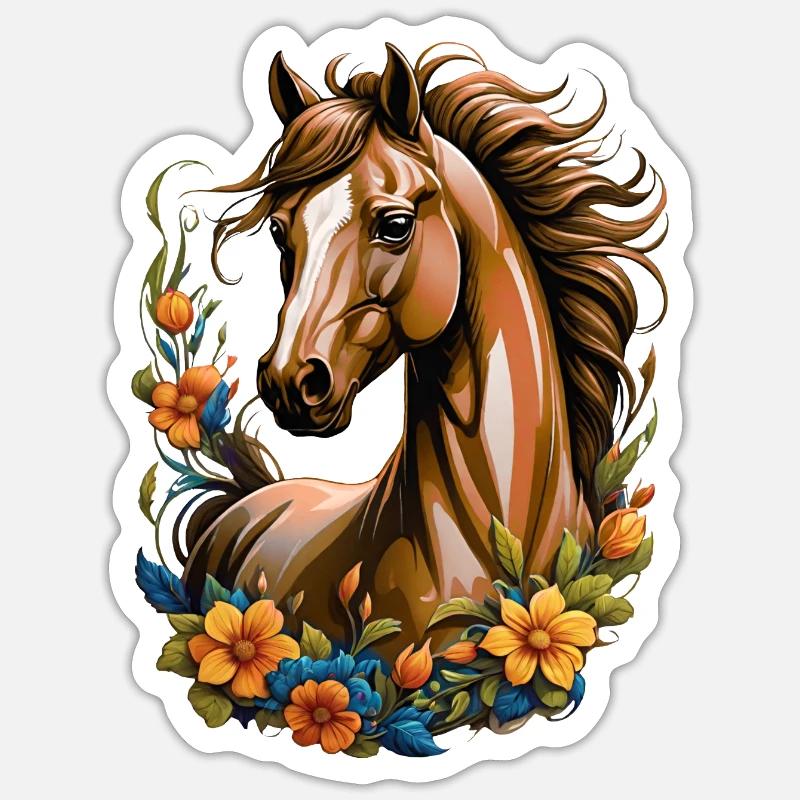 Poney - Sticker taille S (10 x 10 cm) - blanc mat