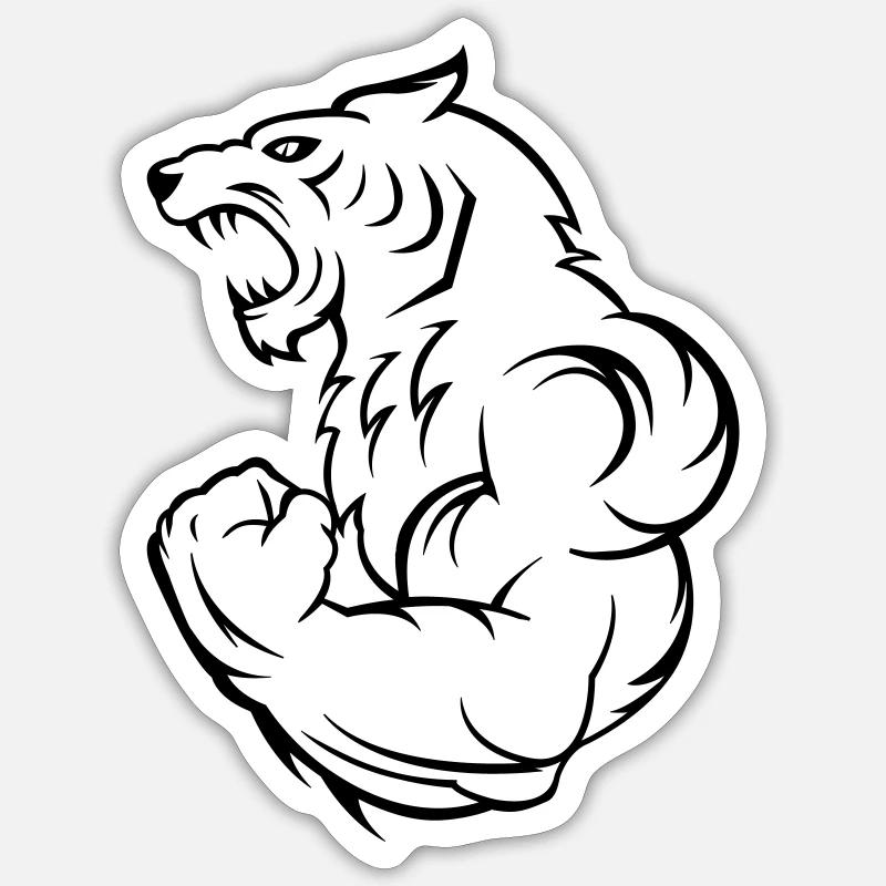strong tiger wolf - Sticker size S (10 x 10 cm) - white matte