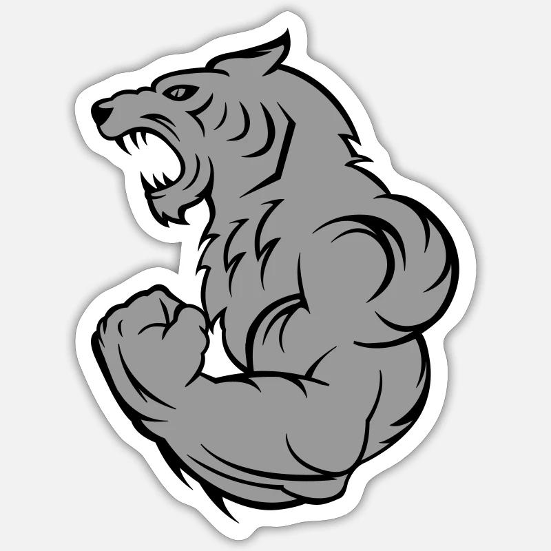 Strong Tiger Wolf - Sticker size S (10 x 10 cm) - white matte