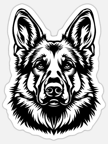 Schäferhund Hund Hundekopf - Sticker Größe S (10 x 10 cm) - Mattweiß