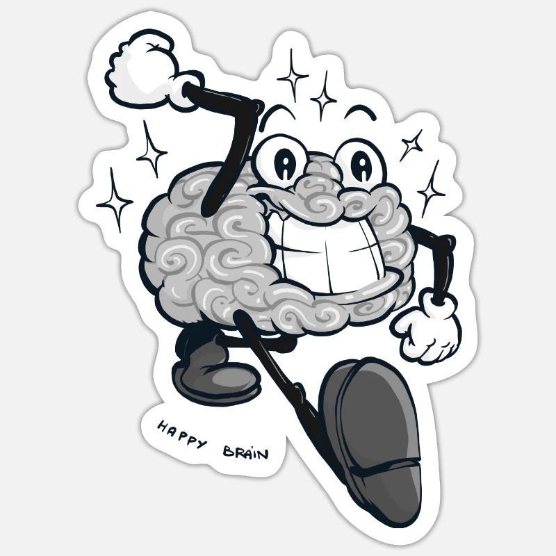 Happy Brain - Grey Version - Sticker size S (10 x 10 cm) - white matte