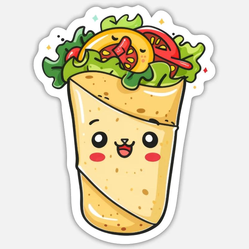 Cute Burrito Comic - Sticker size S (10 x 10 cm) - white matte