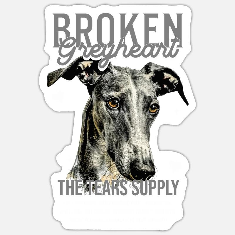 Windhund-Statement | Broken Greyheart - Sticker Größe S (10 x 10 cm) - Mattweiß