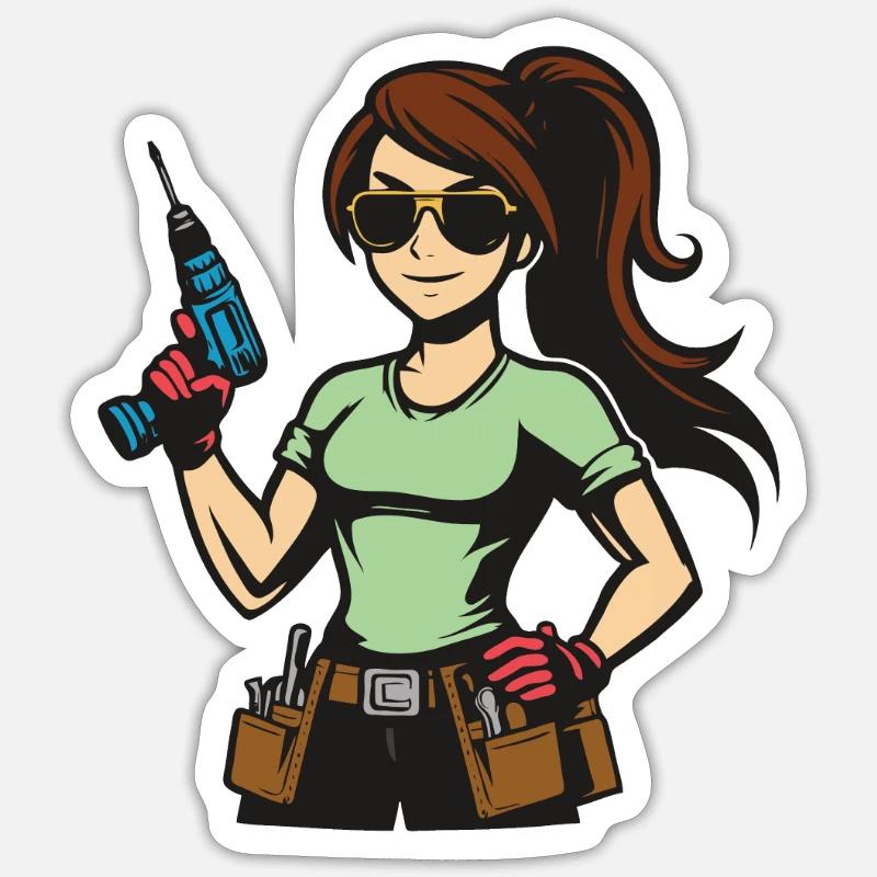 Brunette with a knack for technique Sticker size S (10 x 10 cm)