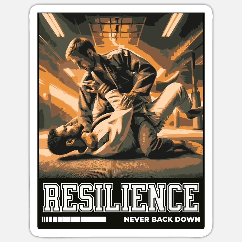 Resilience - Never Back Down Jiu Jitsu Sticker size S (10 x 10 cm)