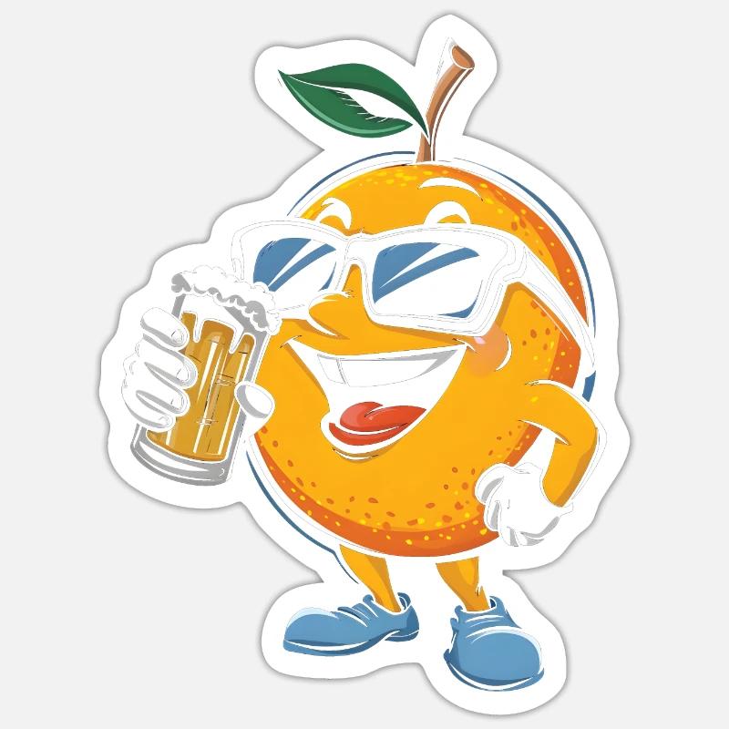 Orange Bier - Sticker Größe S (10 x 10 cm) - Mattweiß