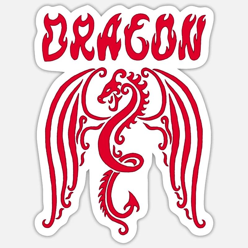 Roter Drache - Sticker Größe S (10 x 10 cm) - Mattweiß