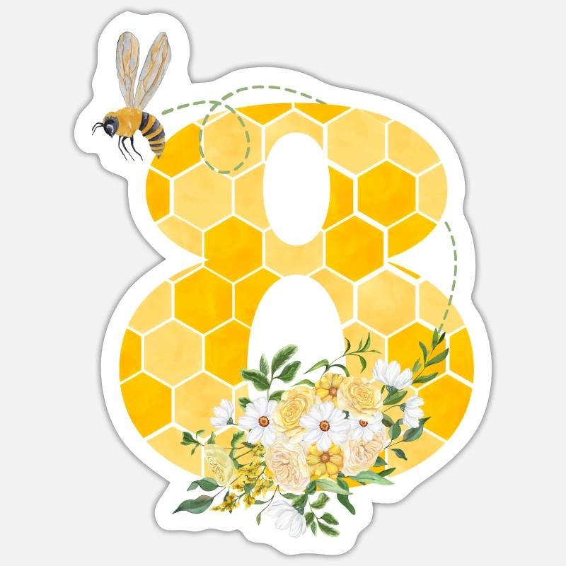 8th Anniversary Bee - Sticker size S (10 x 10 cm) - white matte