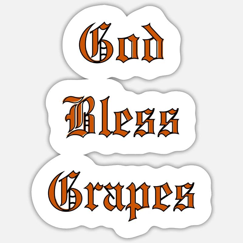 Que Dieu bénisse les raisins - Sticker taille S (10 x 10 cm) - blanc mat
