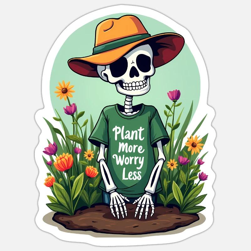 PLANTEZ PLUS, SOUCIEZ-VOUS MOINS - Sticker taille S (10 x 10 cm) - blanc mat