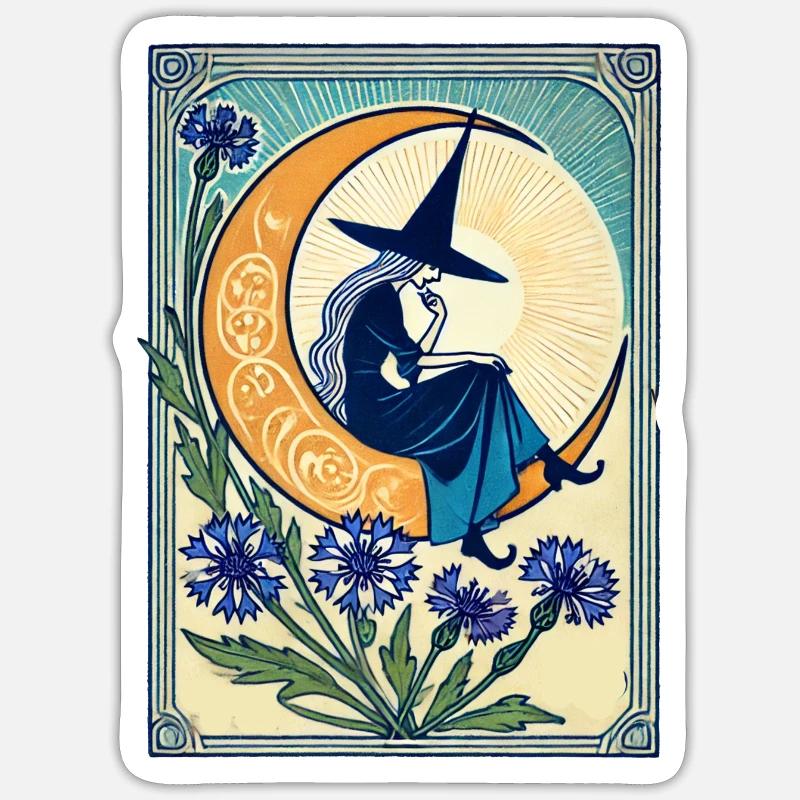 Blaue Hexe - Sticker Größe S (10 x 10 cm) - Mattweiß