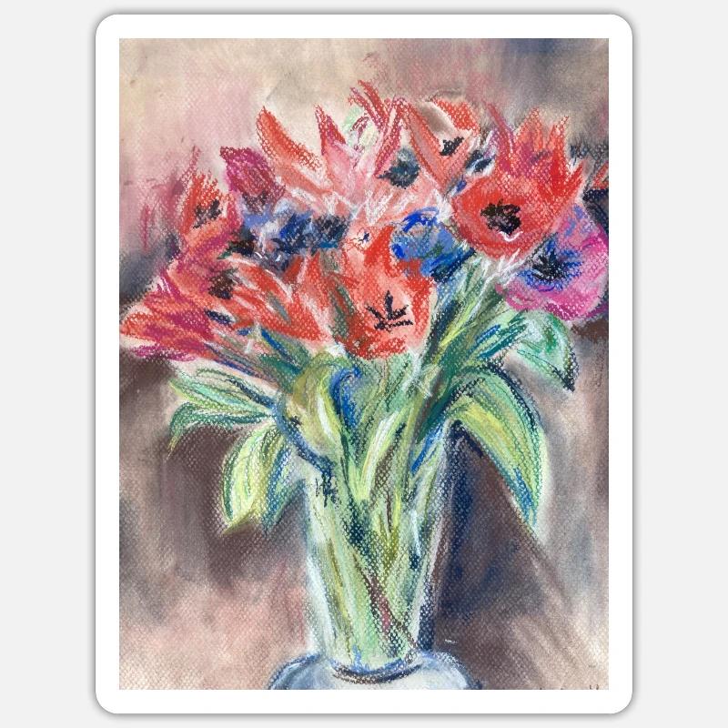 Bouquet de Fleur - Sticker taille S (10 x 10 cm) - blanc mat