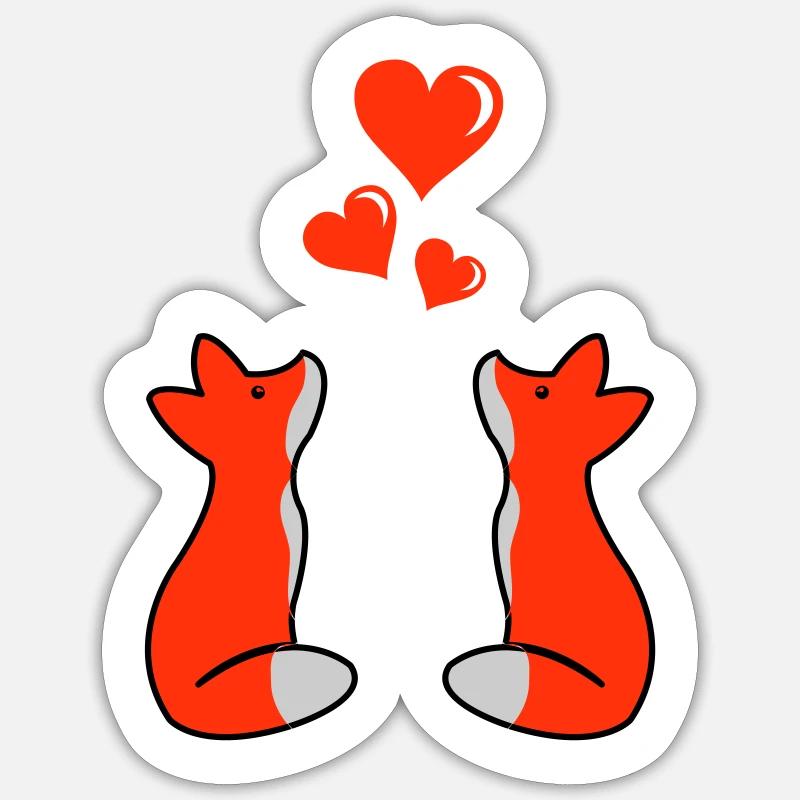 Foxes in Love 02 - Sticker size S (10 x 10 cm) - white matte