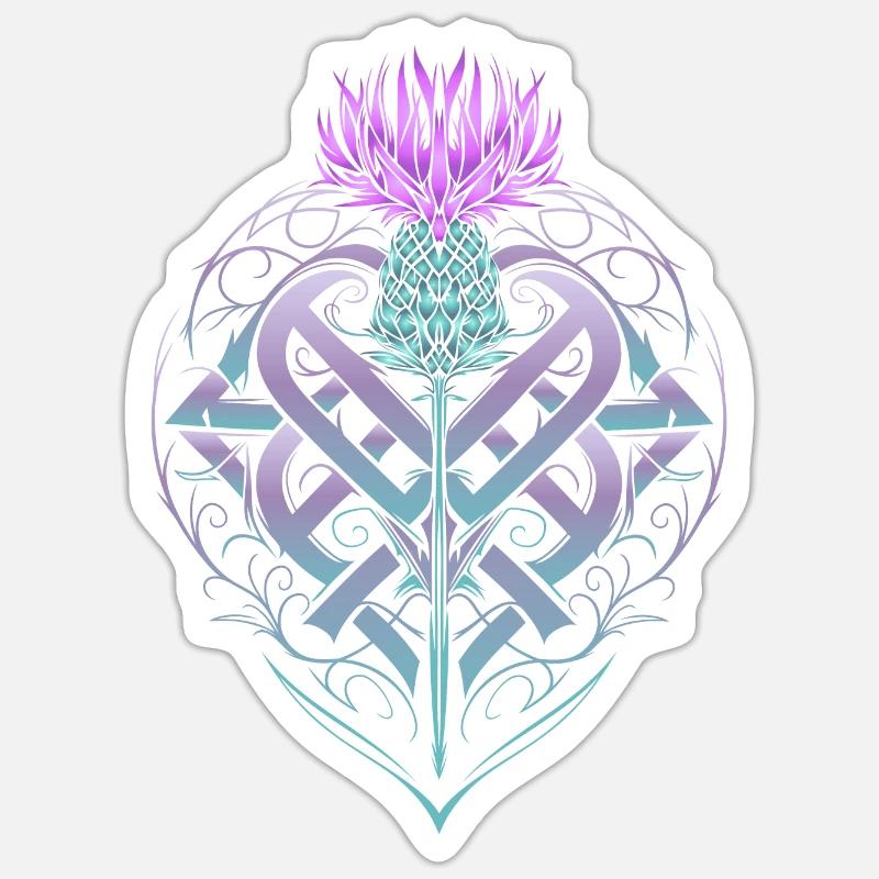 Distel Schild Celtic Knots Thistle Lover - Sticker Größe S (10 x 10 cm) - Mattweiß