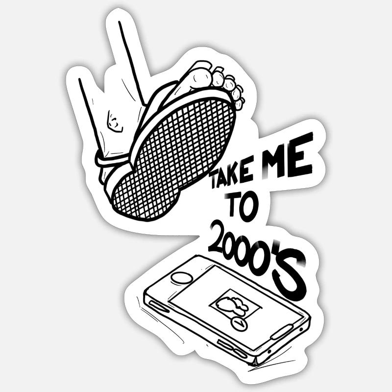 Emmenez-moi en 2000 - Sticker taille S (10 x 10 cm) - blanc mat