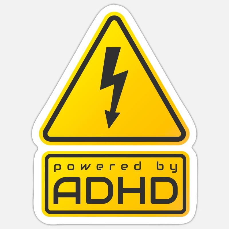 Powered By ADHD - Sticker size S (10 x 10 cm) - white matte