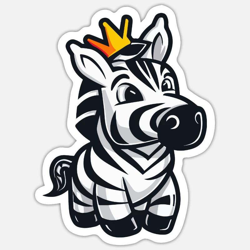 Zebra Comic Krone - Sticker Größe S (10 x 10 cm) - Mattweiß
