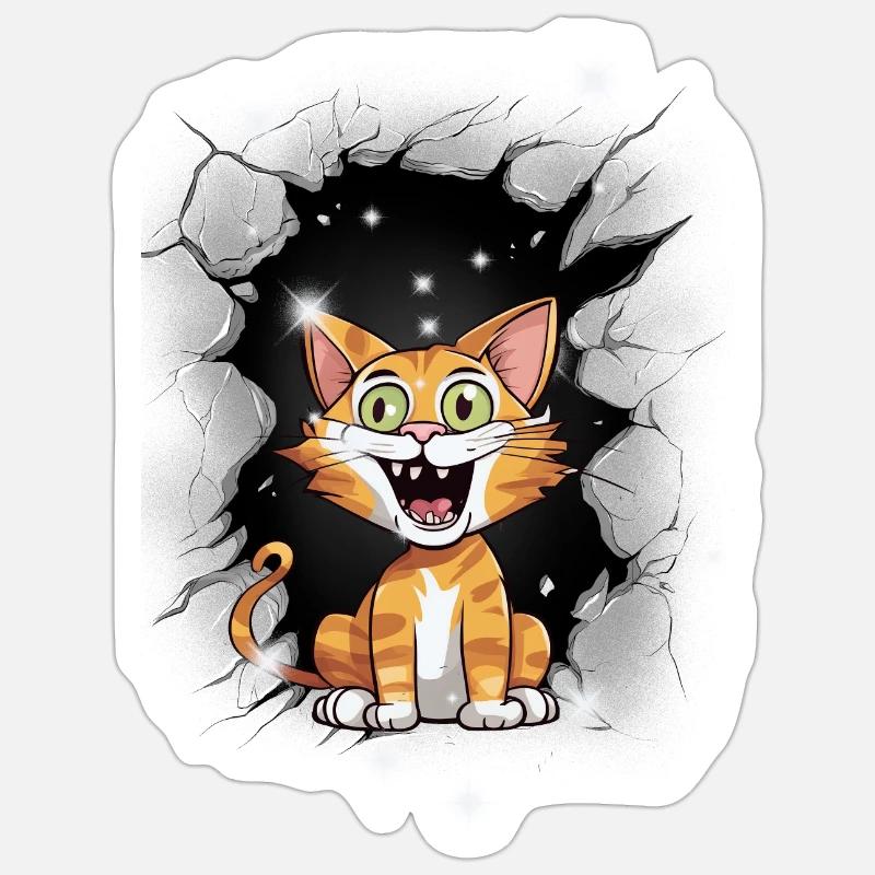 Chat Chats Chaton Mystique - Sticker taille S (10 x 10 cm) - blanc mat