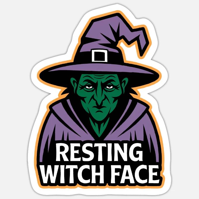 Ruhendes Hexengesicht - Sticker Größe S (10 x 10 cm) - Mattweiß