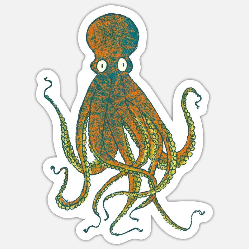 Pieuvre - Sticker taille S (10 x 10 cm) - blanc mat