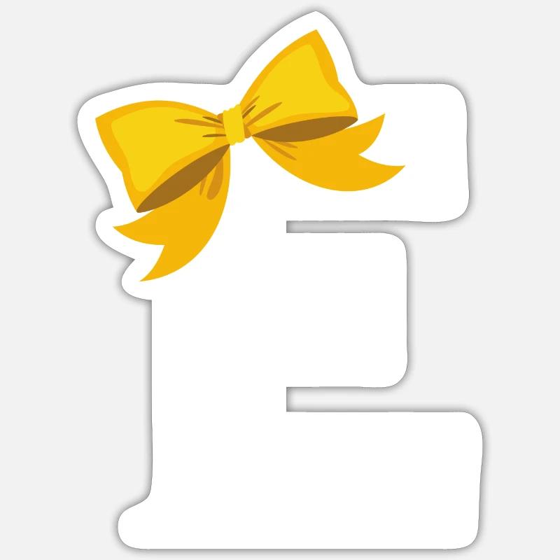 Letter e yellow bow - Sticker size S (10 x 10 cm) - white matte