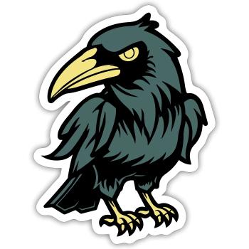 Corbeau Bande dessinée Animal - Sticker taille S (10 x 10 cm) - blanc mat - Devant