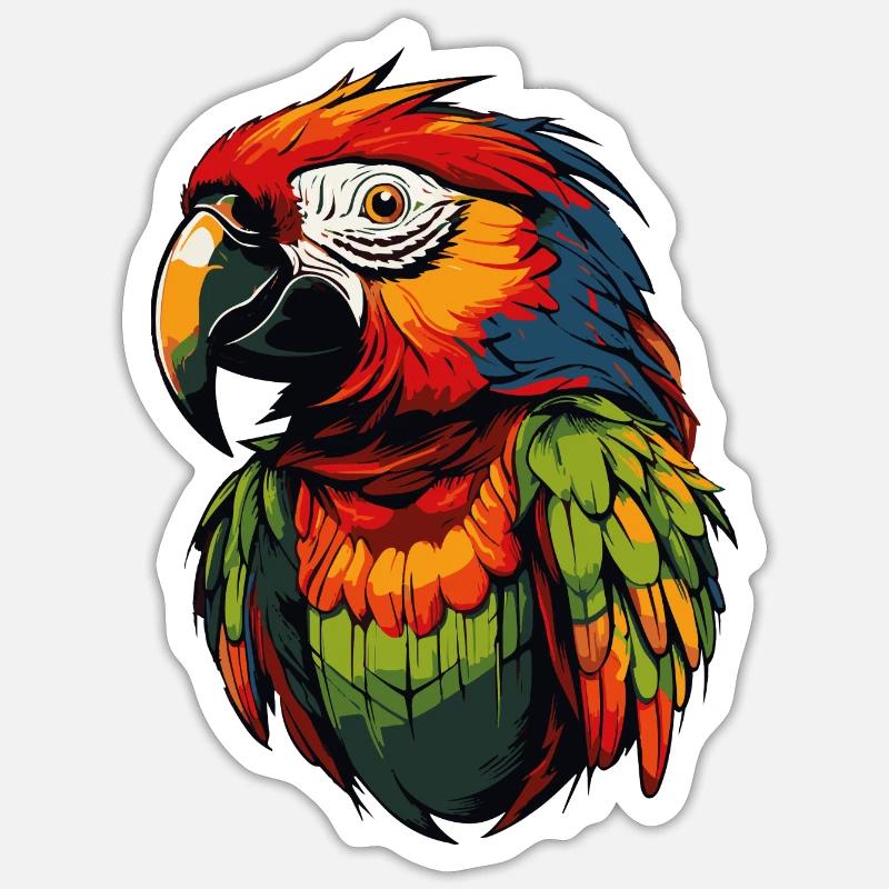 perroquet - Sticker taille S (10 x 10 cm) - blanc mat