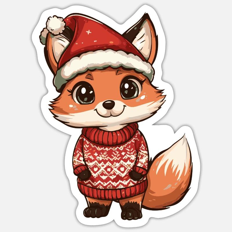 Noël du renard - Sticker taille S (10 x 10 cm) - blanc mat