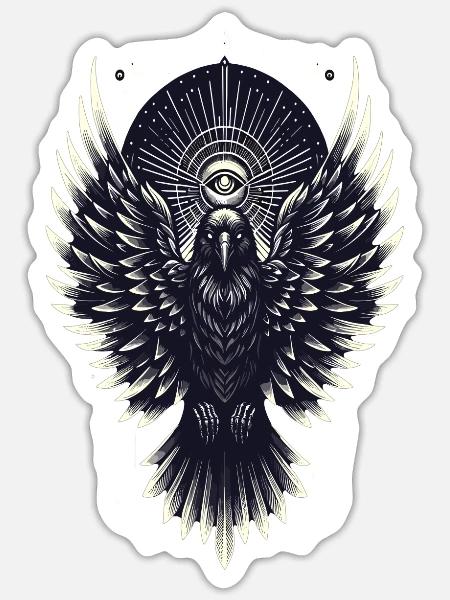 Gothic, Rabe - Sticker Größe S (10 x 10 cm) - Mattweiß