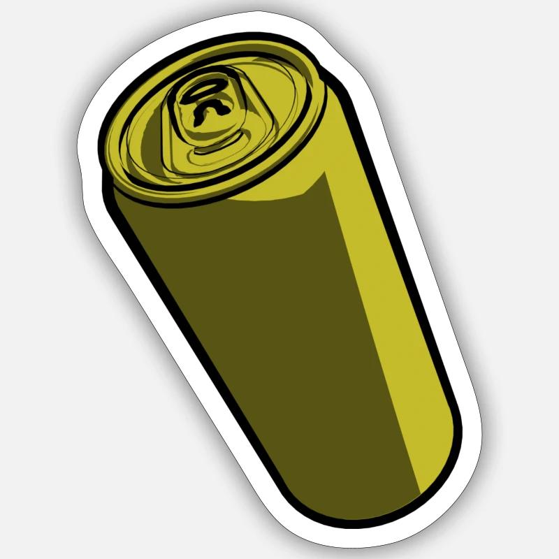 Goldene Bierdose – Schwarzer Rand - Sticker Größe S (10 x 10 cm) - Mattweiß