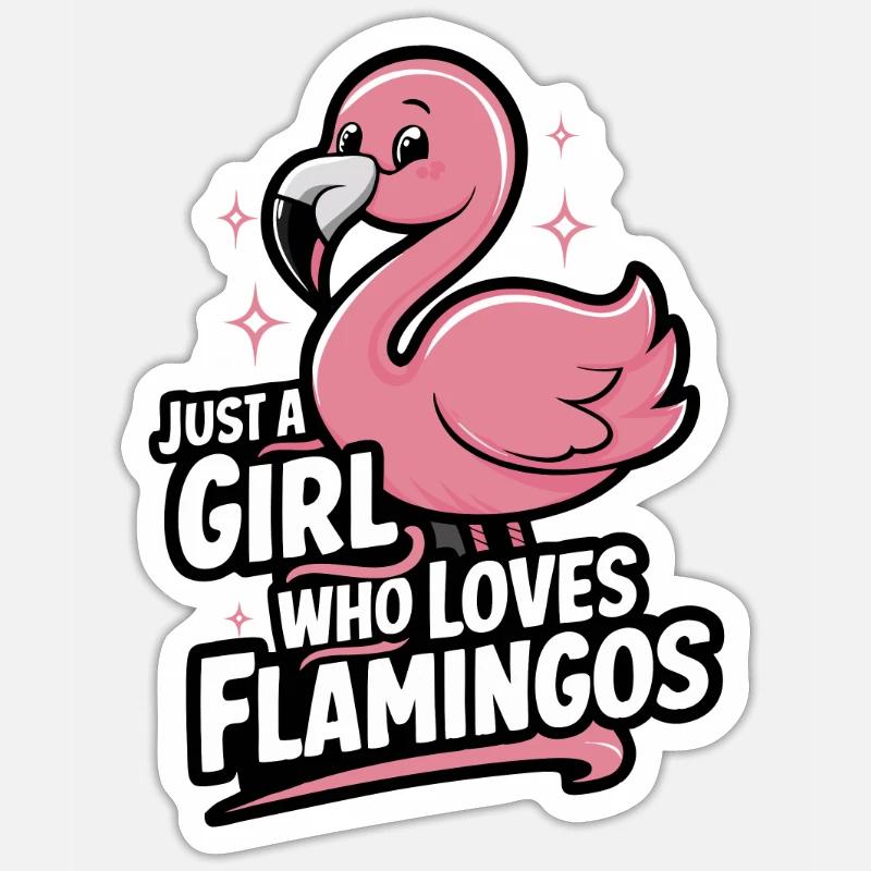 Flamingo Tier Rosa - Sticker Größe S (10 x 10 cm) - Mattweiß
