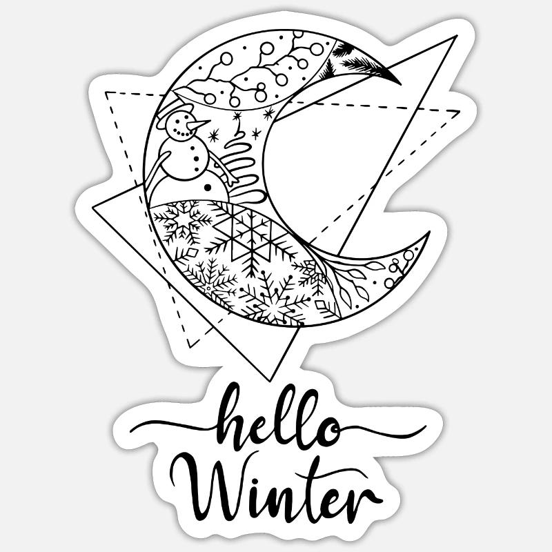 Hello Winter - Sticker taille S (10 x 10 cm) - blanc mat